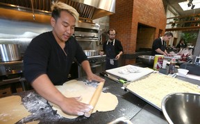 Chef Mikko Tamarra works the dough at Fortuna's Row. Jim Wells/Postmedia