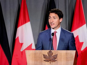 Canada's Prime Minister Justin Trudeau speaks during an official dinner at the Royal Ontario Museum in Toronto, Ontario, Canada on August 22, 2022.