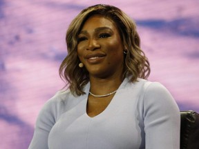 Serena Williams speaks during the Bitcoin 2022 Conference at the Miami Beach Convention Center in Miami, April 7, 2022.
