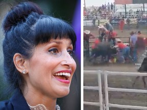 MLA Leela Aheer says she didn't have time to think before leaping to the aid of a rodeo-goer being trampled by a bull at the Strathmore Stampede.