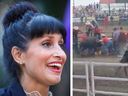 MLA Leela Aheer says she didn't have time to think before leaping to the aid of a rodeo-goer being trampled by a bull at the Strathmore Stampede. 