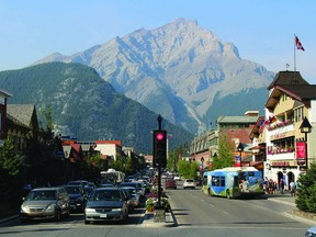 A view of Banff Avenue, the town's main thoroughfare.