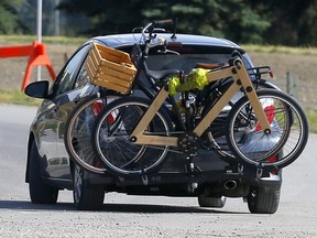 Bike racks blocking plates in Calgary on Thursday, August 25, 2022. Darren Makowichuk/Postmedia
