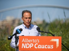 NDP MLA for Calgary-Buffalo Joe Ceci speaks during a press conference in Calgary on Friday, August 26, 2022.