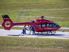 STARS Air Ambulance attended the scene of a single-vehicle crash on Southbound Stoney Trail at 90th Avenue S.W. on Tuesday, August 30, 2022.