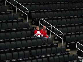 Attendance was sparse at the opening game of the 2022 world juniors tournament at Rogers Place in Edmonton on Aug. 9.