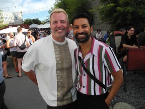 Style Guys Jason Krell and Aly Velji were among the hundreds of guests at the Mingle in Inglewood Pride Patio Party at the Ol’ Beautiful Brewing Co.