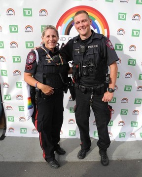 Calgary Police Const. Dyana McElroy and Const. Justin Zavislake.