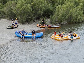 Rafters prepare for a day on the river at Edworthy Park on Aug. 3, 2022.