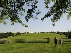 The site of the Woodstock Music and Arts Fair in modern times. The original stage was on the bare ground at left. Stan Honda AFP/Getty Images.