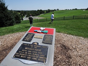 A monument at the site of the Woodstock Music and Arts Fair, next to the Bethel Woods Center for the Arts, in 2009. Photo by Stan Honda/AFP/Getty Images.