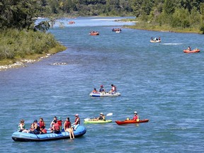 Bow River rafting on a hot day