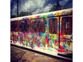 A painted LRT car. Courtesy, Bryan Faubert, YYC LRT