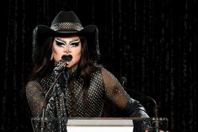 Drag performer Kaos speaks with the media at the 2022 CCMA at Scotiabank Saddledome on Sunday, September 11, 2022. Azin Ghaffari/Postmedia