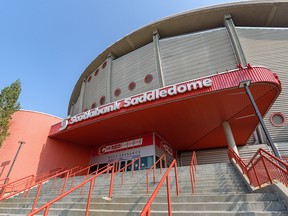 West entrance to the Scotiabank Saddledome, photographed on Wednesday.