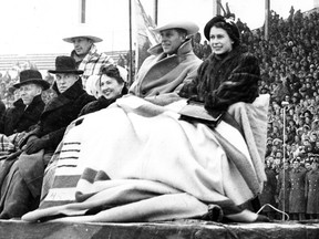 Prince Philip and Princess Elizabeth take in a mini-Stampede on a royal visit to Calgary in October 1951. Calgary Herald archives.