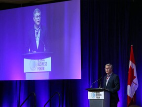Byron Neiles, Executive Vice President Corporate Services, Enbridge Inc. speaks during the 2022 Global Business Forum in Banff, Canada on Thursday, September 22, 2022.