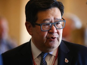 Gary Mar, President and CEO of the Canada West Foundation, talks to attendees during the Global Business Forum 2022 in Banff, Canada, on Thursday, September 22, 2022.