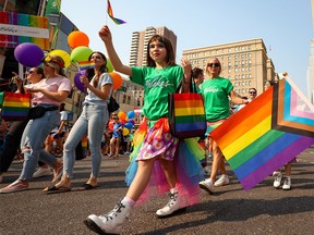 Calgarians celebrated during the Pride Parade in downtown on Sunday, September 4, 2022.