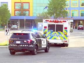 A two-year-old child is transported by EMS to the children's hospital  after falling from a window on Thursday, September 1, 2022.