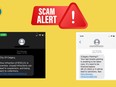 The Calgary Parking Authority shows examples of a scam demanding payment for a parking infraction. Both the authority and Calgary police warn people to not access the link provided in the texts.