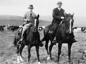 George Lane, right, pictured with the Prince of Wales at Bar U Ranch in 1919.