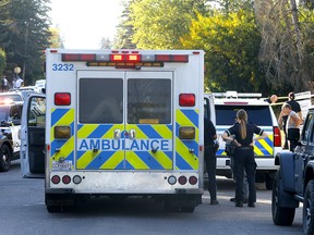 Calgary police investigate after two people were shot at 1715 28th Ave. S.W. in Calgary on Tuesday, September 27, 2022.