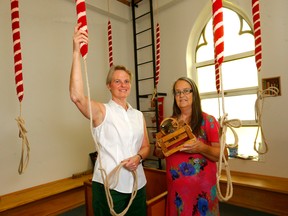 Bell ringers L-R, Yolande Hasselo and Ruth Lund from Christ Church in Calgary on Saturday, September 10, 2022.