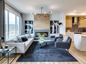 The great room of the Sterling Homes Jade model home in Chelsea, Chestermere.