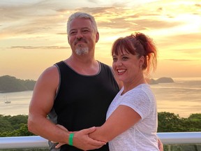 Calgary realtor Robyn Moser and her husband Clint Grabowski on the deck of their vacation home and AirBnB rental in Playa Hermosa, Costa Rica.