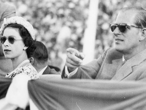 Queen Elizabeth and Prince Philip during a 1959 visit at the Calgary Stampede. Calgary Herald archives.