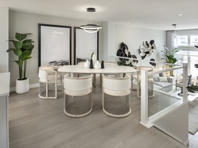 The dining area in the Sonata show home by Jayman Built in Mahogany.