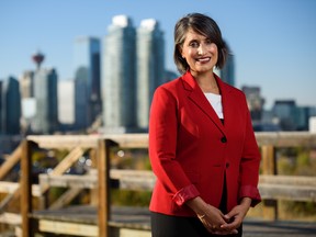 UCP leadership candidate Leela Aheer poses for a portrait at Scotsman's Hill in Calgary.