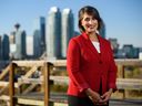 UCP leadership candidate Leela Aheer poses for a portrait on Scotsman's Hill in Calgary.