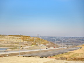 The construction of the ring road in northwest Calgary is seen looking south from Old Banff Coach Road S.W. on Wednesday, October 5, 2022.