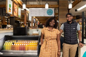 Ayoni Soumanou, left, and Jurin Dangbedji opened Jus Naturel at Crossroads Market. Azin Ghaffari/Postmedia