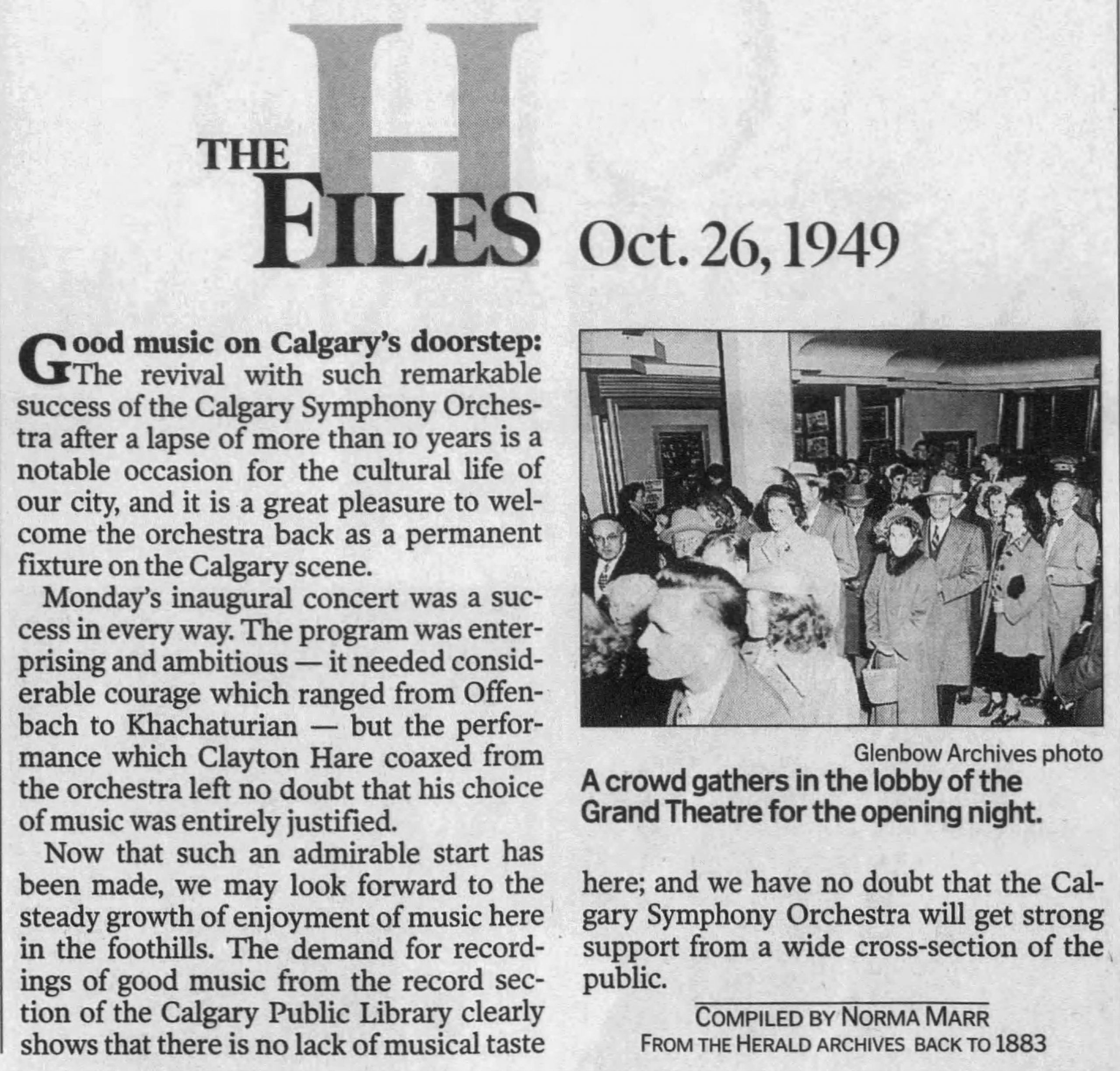 Calgary's love of its symphony reignited 73 years ago Calgary Herald