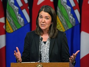 Danielle Smith hosted her first media availability as Premier of Alberta after being sworn in as the province’s new premier in Edmonton on Tuesday, October 11, 2022.