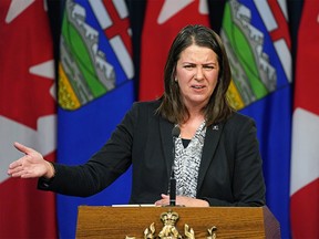 Danielle Smith hosted her first media availability as Premier of Alberta after being sworn in as the province’s new premier in Edmonton on Tuesday, October 11, 2022.