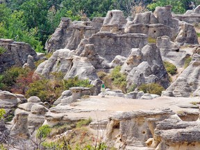 There are many unusual sites to explore in Alberta including Áísínai'pi (Writing-On-Stone Provincial Park) near Milk River, Alberta.