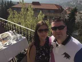Brent and Carmelita Hallett of Alberta pose in this undated handout photo. Brent Hallett was fatally stabbed in a random attack on the Las Vegas Strip last week.
