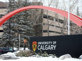 Signs on a quiet University of Calgary campus are seen on Thursday, January 28, 2021.