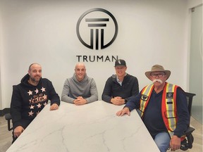 The Trutina family members who run Truman Homes: left to right —  Oliver, Tony, Peter and father George Trutina. Photo courtesy Truman Homes.