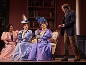 Left to right: Kathleen Faith Ballangan, Emily Howard, Valerie Planche and Michael Rolfe in The Importance of Being Earnest. Photo by Trudie Lee