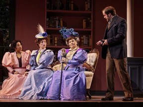 From left to right: Kathleen Faith Ballangan, Emily Howard, Valerie Planche, and Michael Rolfe in The Importance of Being Earnest.  Photo by Trudie Lee