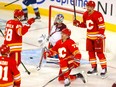 Calgary Flames forward Tyler Toffoli (73) scores on Colorado Avalanche goaltender Pavel Francouz at Scotiabank Saddledome in Calgary on Thursday, Oct. 13, 2022.