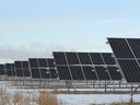 Solar panels are shown near the Shepard Landfill in southeast Calgary.