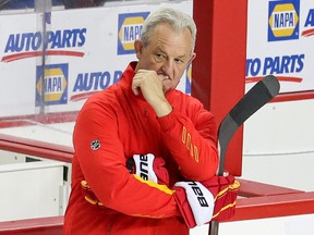 Calgary Flames head coach Darryl Sutter was shuffling lines at Monday's practice.