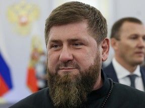 Chechen leader Ramzan Kadyrov attends a ceremony to declare the annexation of the Russian-controlled territories of four Ukraine's Donetsk, Luhansk, Kherson and Zaporizhzhia regions, after holding what Russian authorities called referendums in the occupied areas of Ukraine that were condemned by Kyiv and governments worldwide, in the Georgievsky Hall of the Great Kremlin Palace in Moscow, Russia, September 30, 2022.