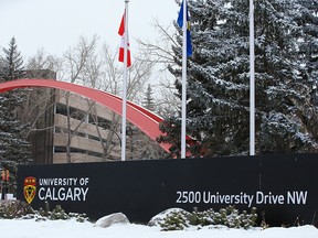 Signs on a quiet University of Calgary campus are seen on Thursday, January 28, 2021. Most students are still learning remotely on Canadian campuses.